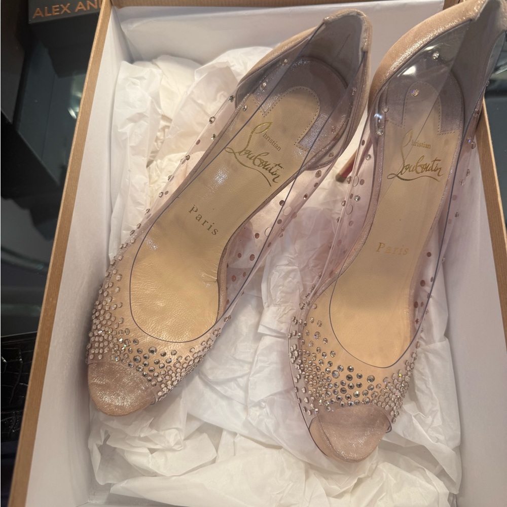 Christian Louboutin Women's Nude Crystal Heels authentic